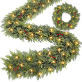 TURNMEON garland front packaging showing full 6ft length and lights enhancing decor
