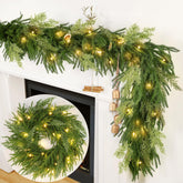 TURNMEON garland front view showing full lush pine profile and festive curb appeal