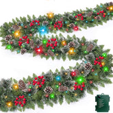 TURNMEON garland front view showing full 9 ft length and lights for instant ambiance