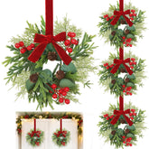 TURNMEON mini wreath front view showing full arrangement and bow, ideal for cabinets