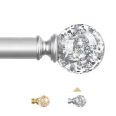 TVWOO silver curtain rod front view showing elegant finials and sturdy build for stylish rooms