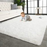 TWINNIS cream-white rug front view showing plush pile and neutral decor benefit