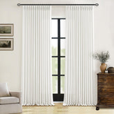 TWODRAPES front-facing beige-white curtain panels, instant polished look