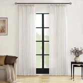 TWODRAPES front view of neutral pinch pleated panels showing tailored finish and instant style