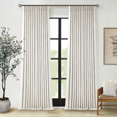 TWODRAPES front panel on rod showing tailored pinch pleats and elegant drape, improves room style