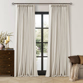 TWODRAPES front view showing two 90in pinch pleat panels and tailored finish
