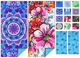 TwoYek front view of mandala floral towel showing double-sided print and vibrant colors