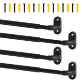 TYRON TYRON front view of four black curtain rods shows compact kit and easy installation benefit