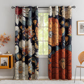 Tyrot front panel with boho floral print enhancing room decor and light control