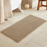 TYUU bath mat front view in khaki showing wide coverage and cozy look
