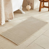 TYUU front view of pale beige waffle bath mat showing full size and styling benefit