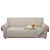 U-NICE HOME front view of beige sofa cover showing full protection and updated look