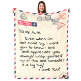 UFOORO front view of gift-ready aunt blanket showing design and dimension benefit