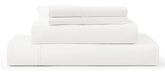 UGG Hedi front packaging showing white sheet set and luxury branding benefit: premium presentation