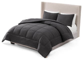 UGG front view of Leonora comforter on bed showing charcoal styling and cozy look