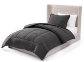 UGG Leonora front view comforter set showing neat box-stitch and charcoal color, adds modern style