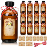 Uiifan amber glass bottles front view showing full 12-pack and caps benefit: organized storage