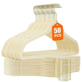 Uinicor front view beige velvet hangers showcasing tidy closet benefit
