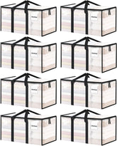 Ukeetap front view of clear 8-pack bags showing size and lid for easy packing