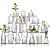 Ulodimi clear glass bud vases front view showing assorted shapes and elegance