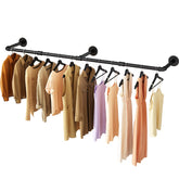 UlSpeed front view of wall mounted clothes rack showing full 72.5in span and storage benefit