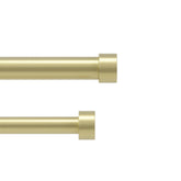 Umbra Cappa front view showing gold dual-rod set and included hardware for elegant styling