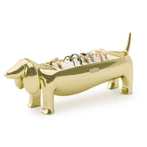 Umbra Dachsie front view showing brass finish and playful design benefit display