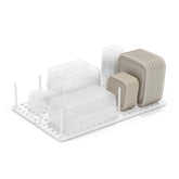 Umbra Peggy front packaging showing organizer tray and pegs for easy storage