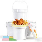 UMETASS front view of four white 1-gallon buckets showing set and lids, durable storage