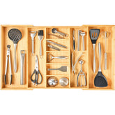Umilife front view of bamboo organizer showing compartments and finish for neat storage