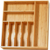 Umilife bamboo front view showing full tray and clean finish for durable organization