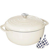 Umite Chef front view of cream white Dutch oven showing elegant design and capacity