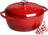 Umite Chef front view of red Dutch oven showing elegant finish and durability