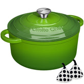 Umite Chef front view green Dutch oven showing durable finish and family-size capacity