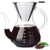 Unbreakable front view of pour-over coffee maker showing elegant shape and benefit of visual clarity