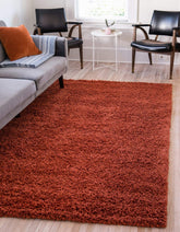 Unique Loom terracotta rug front view showing warm color and floor coverage benefit