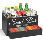 Unistyle front view of snack organizer showing four compartments and tidy display