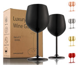 UNISWEET matte black front view showing elegant stemware and gifting appeal
