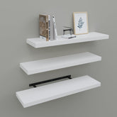 Upassion front view of three 24-inch white shelves showing clean display and compact storage