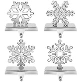 URATOT front view of four silver snowflake holders showing designs and benefit of coordinated décor