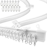 UrbanRed front view of the white flexible ceiling track kit showing included parts and benefit of full set