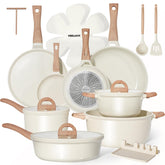 USELUCK full set front view showing cream finish and organized pieces for stylish kitchens