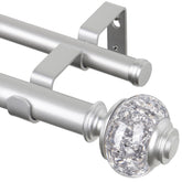 USFOOK double curtain rod front view showing polished silver finish and clean lines for style