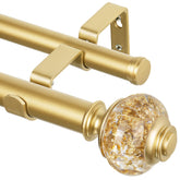 USFOOK front view shows complete gold double curtain rod set, adds elegance