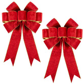 Utehilly front view large velvet bow showing full shape and vibrant red, adds classic holiday impact