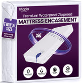 Utopia Bedding front packaging showing Twin XL encasement and features