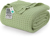 Utopia Bedding front view of sage king waffle blanket showing full coverage and color