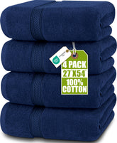 Utopia Towels folded pack navy front view showing neat storage and matching set