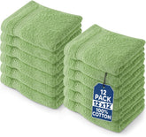 Utopia Towels front folded stack showing sage color and neat presentation