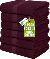 Utopia Towels front view of six-pack burgundy showing value and color
